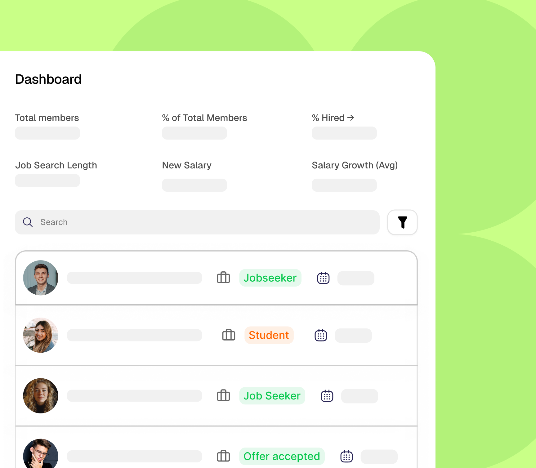 Centralized student dashboard with filters, metrics, and engagement scores