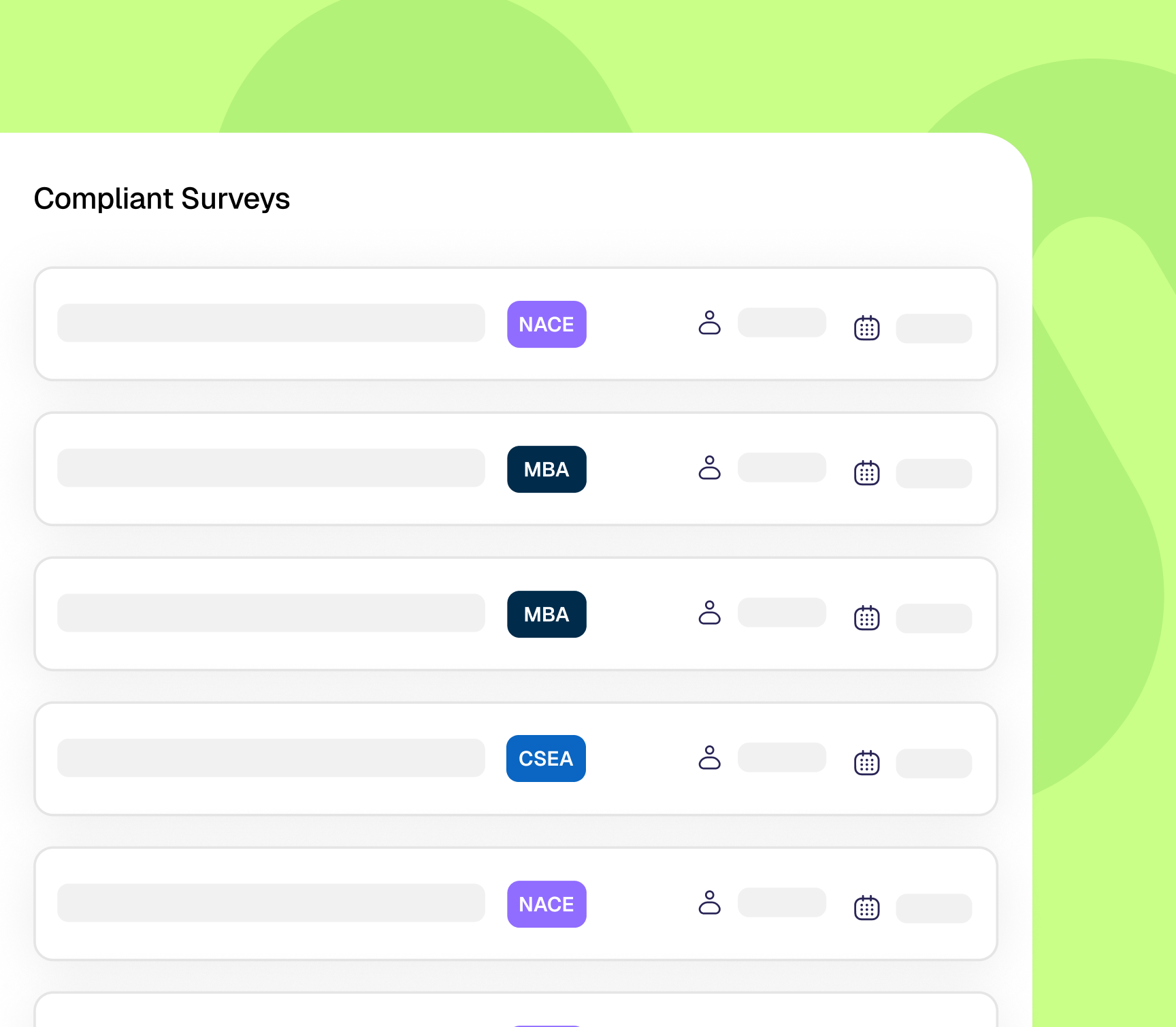 Outcome dashboards with NACE-compliant reporting and CSV exports
